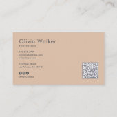 Elegantes Skript-QR-Code und soziale Medien Visitenkarte (Rückseite)