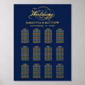 Elegantes Skript Real Foil Pressed Seating Chart Foliendrucke (Vorderseite)