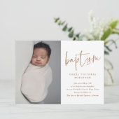 Elegantes Skript Religious Taufen & Christening Einladung (Stehend Vorderseite)