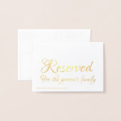 Elegantes Skript reserviert Platz für Hochzeitstis Folienkarte (Rückseite mit Umschlag)