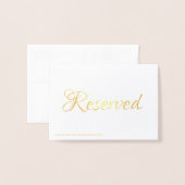 Elegantes Skript reserviert Platz für Hochzeitstis Folienkarte (Rückseite mit Umschlag)
