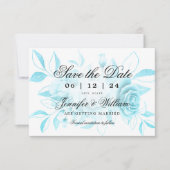 Elegantes Skript Romantische Hochzeit Türkis Flora Save The Date (Vorderseite)