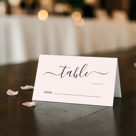Elegantes Skript Rosa Hochzeit Tischnummer Platzkarte