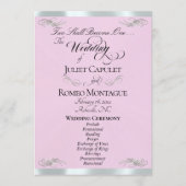 Elegantes Skript - Rosa Perle/Silberne Hochzeit Programm (Vorderseite)