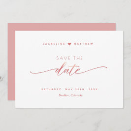 Elegantes Skript, Rosa Rosa, einfache Hochzeit Save The Date