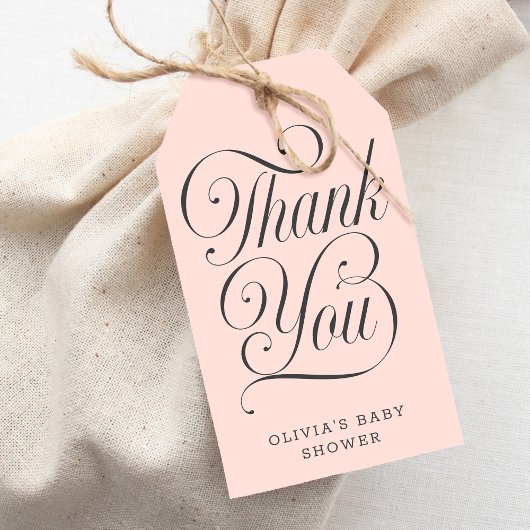 Elegantes Skript Rosafarbenes Babyshower-Geschenk Geschenkanhänger