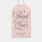 Elegantes Skript Rosafarbenes Babyshower-Geschenk Geschenkanhänger (Vorderseite)