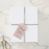 Elegantes Skript Rosafarbenes Babyshower-Geschenk Geschenkanhänger (Mit Garn)