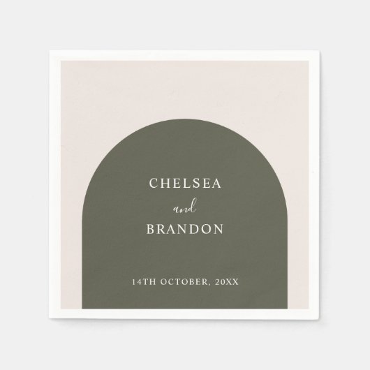 Elegantes Skript Sage Grün Boho Bogen Rustikale Ho Serviette (Vorderseite)