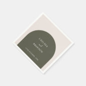 Elegantes Skript Sage Grün Boho Bogen Rustikale Ho Serviette (Ecke)