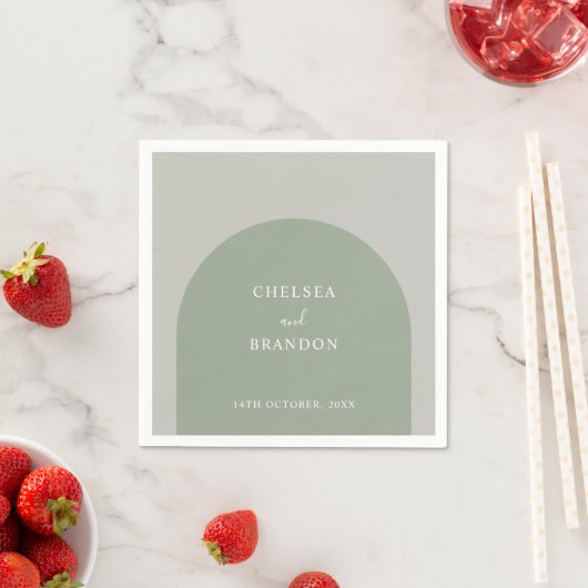 Elegantes Skript Sage Grün Boho Bogen Rustikale Ho Serviette (Beispiel)