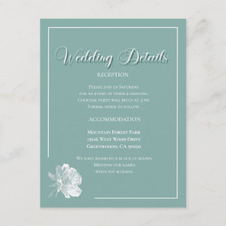 Elegantes Skript Salbei Grün Florales Hochzeit Begleitkarte