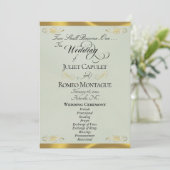 Elegantes Skript - Salbei Pearl/Goldene Hochzeit Programm (Stehend Vorderseite)
