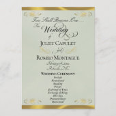 Elegantes Skript - Salbei Pearl/Goldene Hochzeit Programm (Vorderseite)