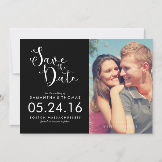 Elegantes Skript Save the Date (Vorderseite)