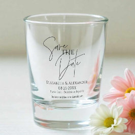 Elegantes Skript Save the Date Das Datum Schnapsglas