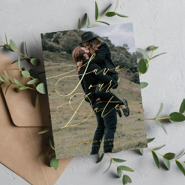 Elegantes Skript Save the Date Folieneinladung