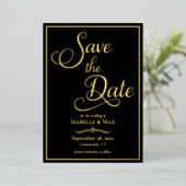 Elegantes Skript Save the Date Folieneinladung (Stehend vorne)