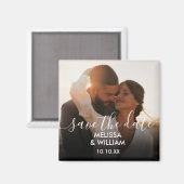 Elegantes Skript-Save the Date-Foto Magnet (Vorderseite/Rückseite)