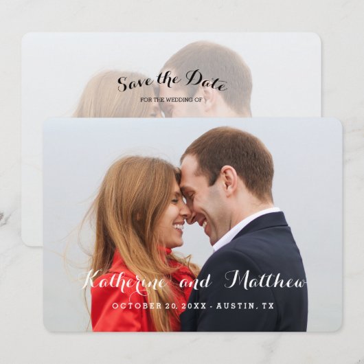 Elegantes Skript | Save the Date Fotokarte (Vorne/Hinten)