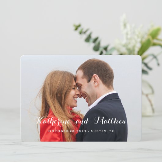 Elegantes Skript | Save the Date Fotokarte (Stehend Vorderseite)