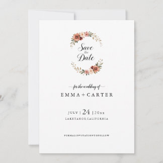Elegantes Skript Save the Date mit Pastel-Rose