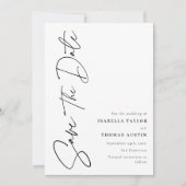 Elegantes Skript Save the Date Schwarz-weiß (Vorderseite)