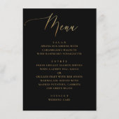 Elegantes Skript | Schwarz & Gold Classic Wedding Menükarte (Vorderseite)