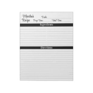 Elegantes Skript Schwarz Grau 8,5x11 Hochformat Re Notizblock