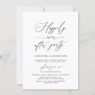 Elegantes Skript, Schwarz, Hochzeits-Elopement Einladung