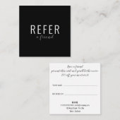 Elegantes Skript Schwarz und Weiß Business Empfehlungskarte (Vorne/Hinten)