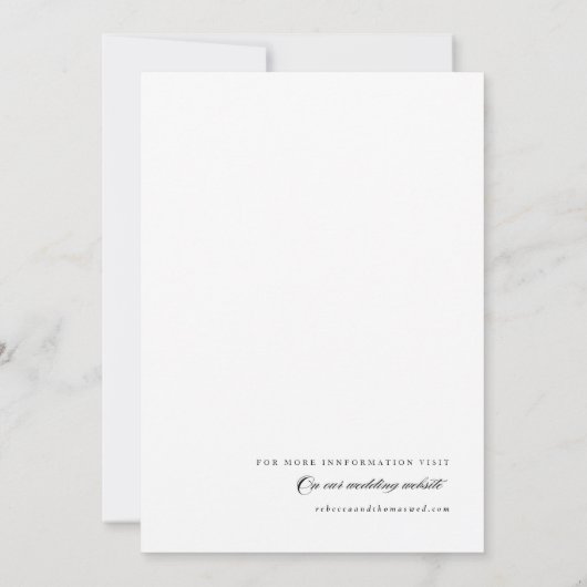 Elegantes Skript Schwarz und Weiß Hochzeit Einladung (Rückseite)