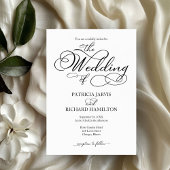 Elegantes Skript Schwarz und Weiß Hochzeit QR Einladung