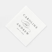 Elegantes Skript Schwarz und Weiß Hochzeit Serviette (Ecke)