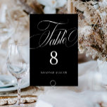 Elegantes Skript Schwarz und Weiß Hochzeit Tischnummer<br><div class="desc">Die elegante Script Black and White Wedding Tischnummer verfügt über ein großes,  feines Skript und ein elegantes Styling.</div>