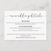 Elegantes Skript Schwarz und Weiß Hochzeitsdetails Begleitkarte (Vorderseite)