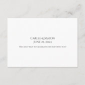 Elegantes Skript Schwarz und Weiß Hochzeitsdetails Begleitkarte (Rückseite)