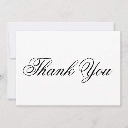 Elegantes Skript Schwarz-weiß Dankeschön Karte (Vorderseite)