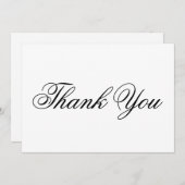 Elegantes Skript Schwarz-weiß Dankeschön Karte (Vorne/Hinten)