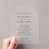 Elegantes Skript Schwarz-weiß Formal Classic Hochz Acryleinladungen (Insitu (Handheld))