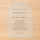 Elegantes Skript Schwarz-weiß Formal Classic Hochz Acryleinladungen (Vorderseite)