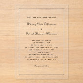 Elegantes Skript Schwarz-weiß Formal Classic Hochz Acryleinladungen (Vorderseite)