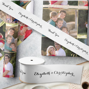 Elegantes Skript Schwarz-Weiß-Geschenk Wrap Wrapp Satinband