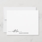 Elegantes Skript Schwarz-weiß mit Liebe Vielen Dan Mitteilungskarte (Vorderseite)