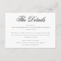 Elegantes Skript Schwarz-weiße Hochzeitdetails