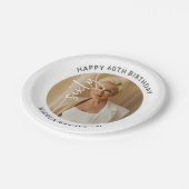 Elegantes Skript Sechzig Foto 60. Geburtstag Pappteller (Schrägansicht)