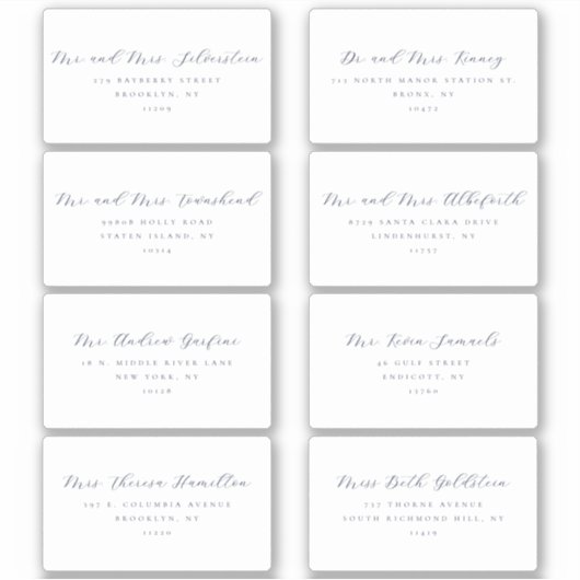 Elegantes Skript Serif Text 8 Hochzeitadressen-Lab Aufkleber (Vorderseite)