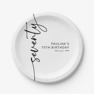 Elegantes Skript Siebzigster 70. Geburtstag Pappteller