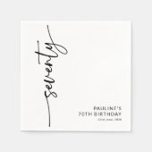 Elegantes Skript Siebzigster 70. Geburtstag Serviette (Vorderseite)