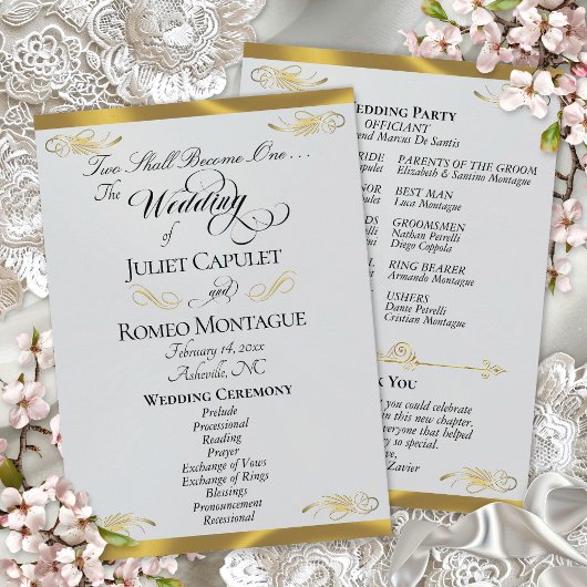 Elegantes Skript - Silber Pearl/Goldene Hochzeit Programm